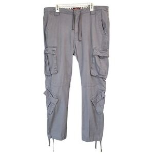 MATCHSTICK Cargo Pants Mens Gray Utility Pockets Drawstring Waist Size 40
